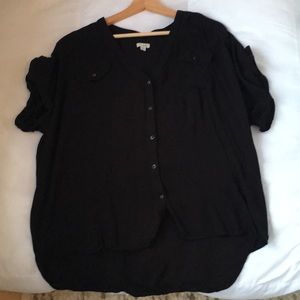 Odille at Anthropologie black oversized blouse